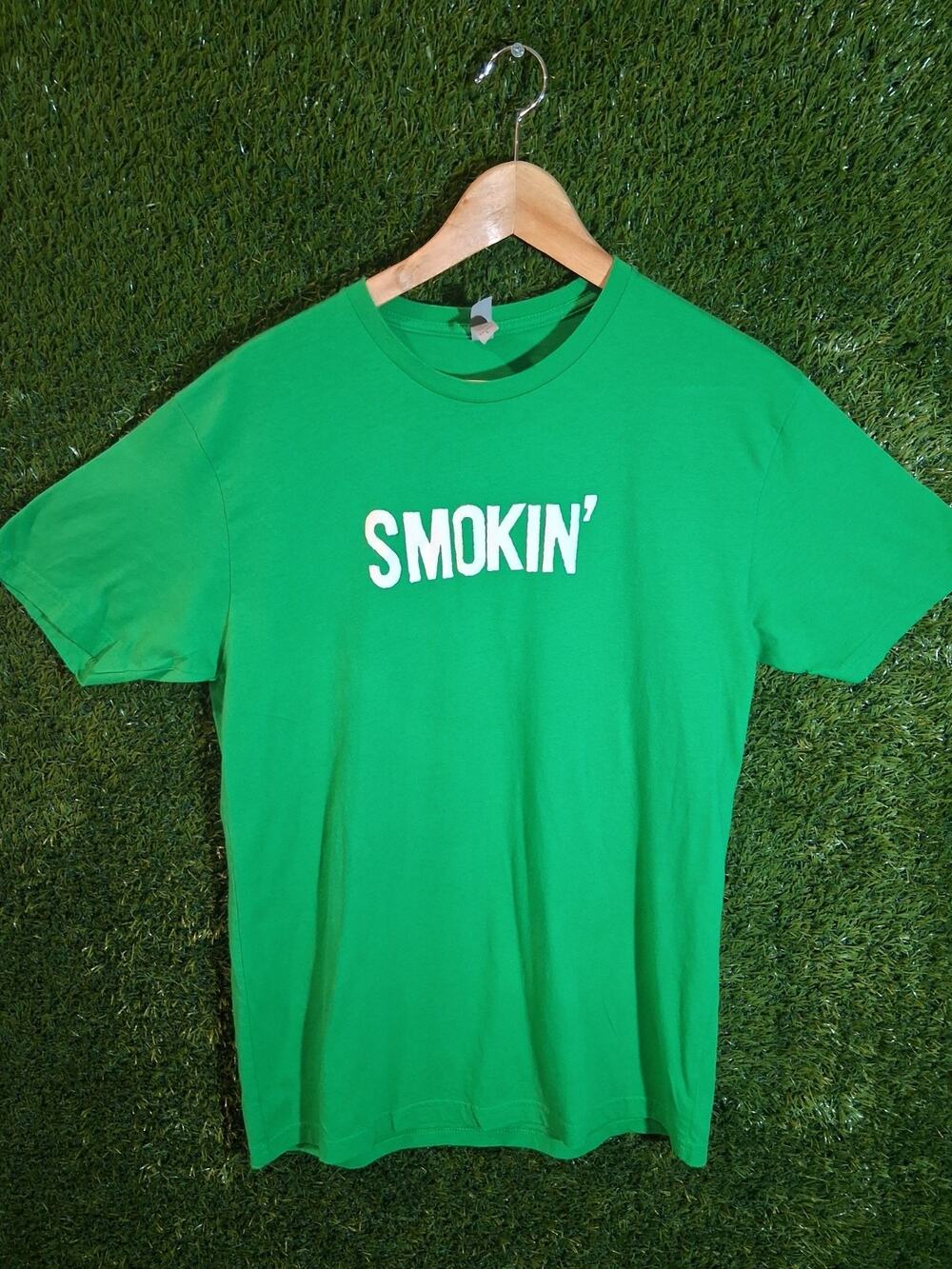 Brother Jimmy's BBQ "Smokin'" T-Shirt Green Mens Size L Large Next Level Apparel